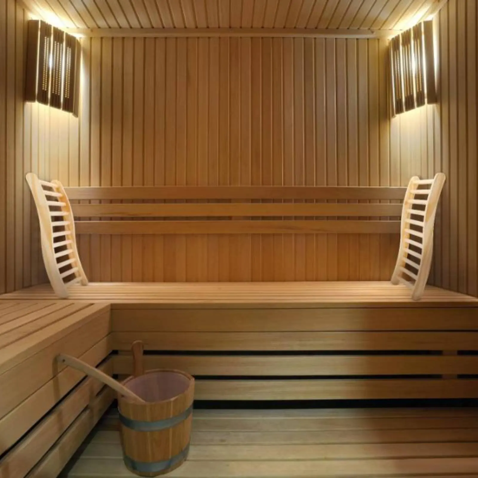 

Premium Wood Wood Steam Chamber Backrest Waveshape Wooden Sauna Backrest for Spa