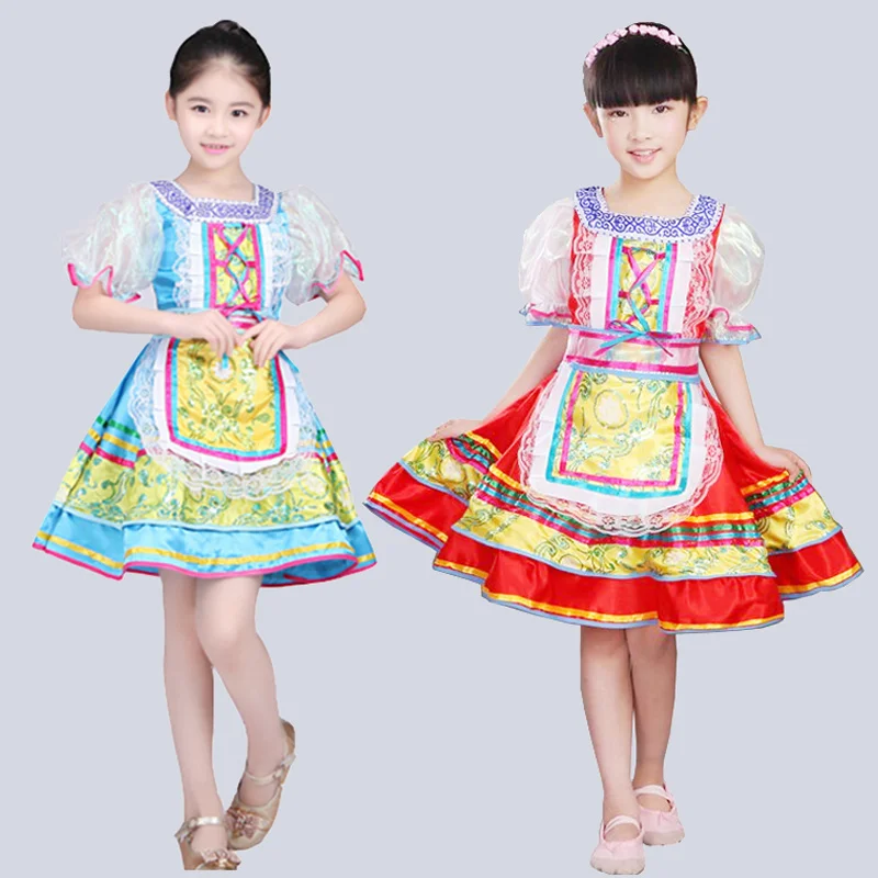 Songyuexia Russian National Costumes Modern Stage Costumes children Dance Princess Dress Girl party show dance dress