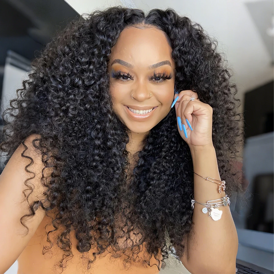 Ombre Burgundy Kinky Curly Jerry Curl Синтетический парик шнурка 24-дюймовый черный Т-образный предварительно выщипанный парик фронта шнурка Latisha для афро женщин