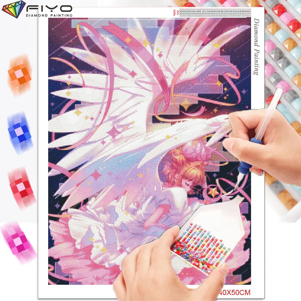 Diamentowa malowanie 5D DIY kartka z Anime Captor Sakura obraz pełna diament mozaika diamenty haft krzyż zestaw do szycia Home Decor