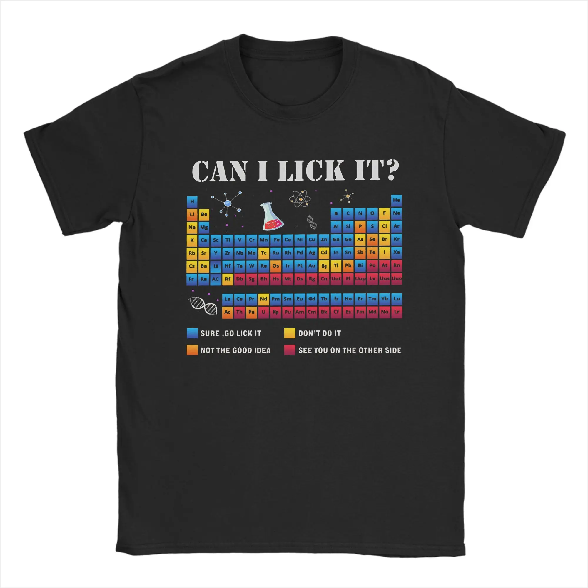

Can I Lick It Periodic Table funny chemistry T Shirts for Men Pure Cotton Novelty T-Shirt Crew Neck Tee Shirt Plus Size