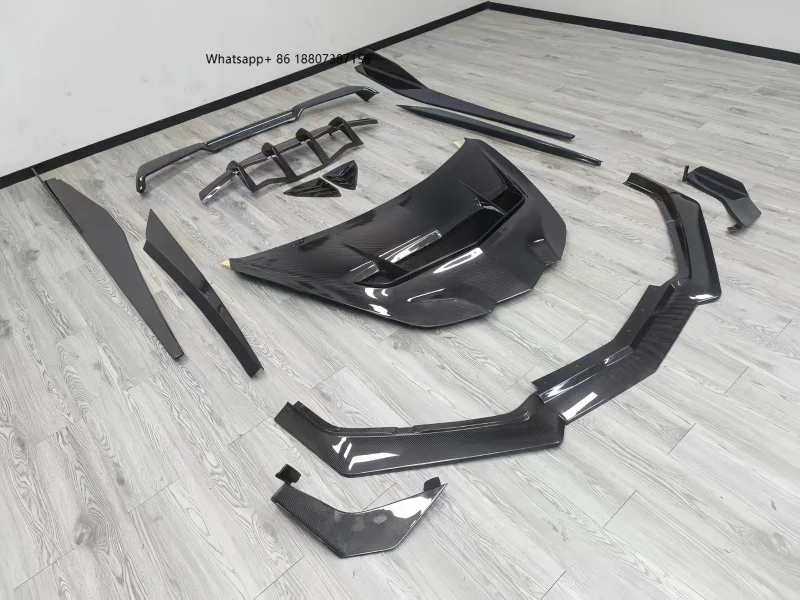 ForCorvette C8 Z06 Dry Carbon Fiber Front Lip Rear Lip Side Skirts Rear Wing Engine Hood Spoiler Diffuser Body Kit