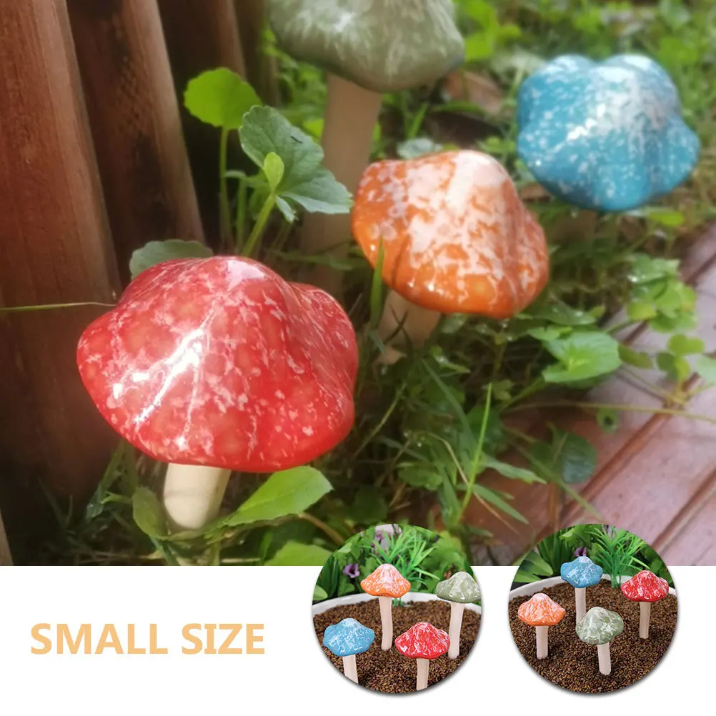 

4Pcs Ceramic Mushroom Decor Realistic Miniature Garden Artware for Home Succulents Pot Fish Tank Lawn Park Decoration