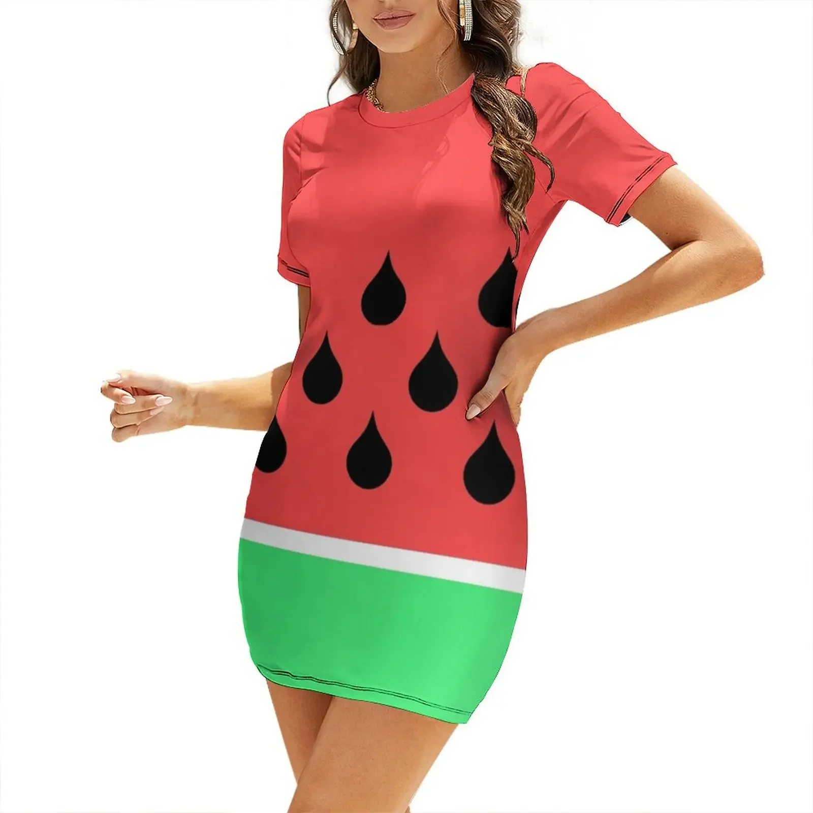 

watermelon slice Short-Sleeved Dress loose summer dress elegant chic wedding evening dresses birthday dresses for women Dress