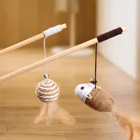 1PC Teaser Feather Toys Kitten Funny Colorful Rod Cat Wand Toys Wood Pet Cat Toys Interactive Stick Pet Cat Supplies