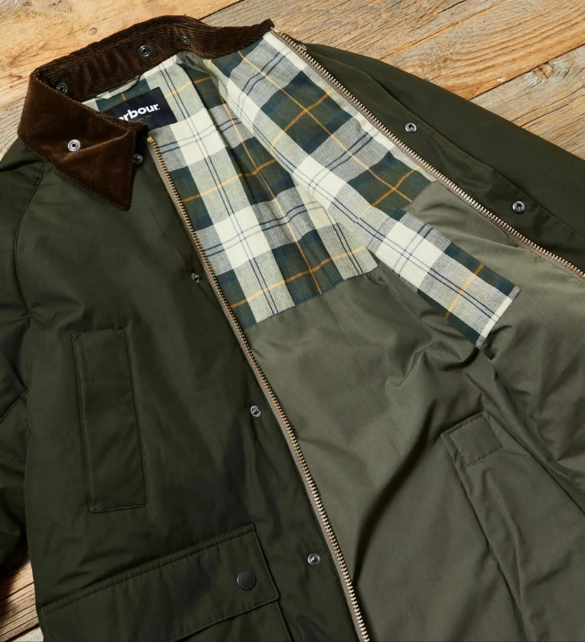 Barbour cotton jacket unisex work jacket windbreaker cotton jacket unwaxed lapel corduroy plaid sleeves