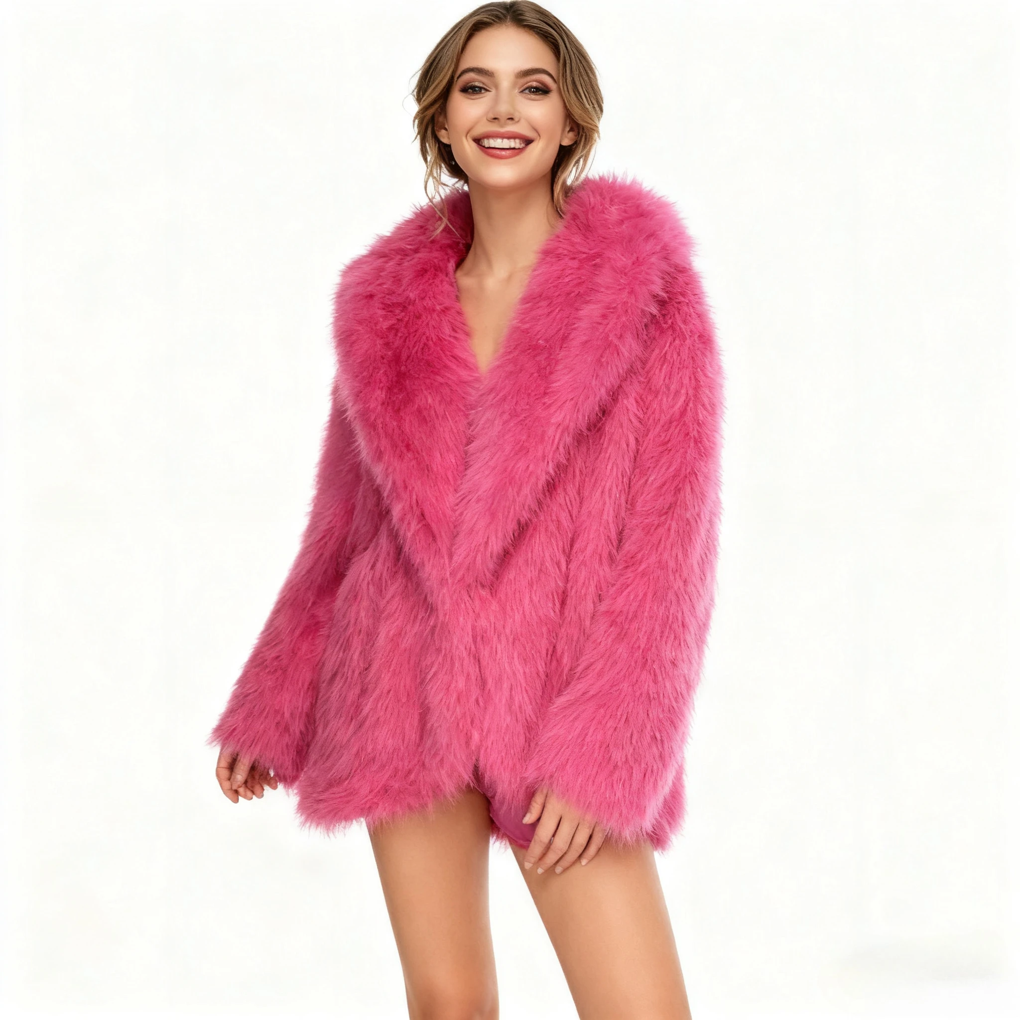 Mantel Bulu Imitasi Y2k Model Fox Berkerudung untuk Wanita, Mantel Pendek Tebal Hangat, Pakaian Luar Streetwear, Jaket Elegan Jahitan Terbuka, Musim Gugur Musim Dingin