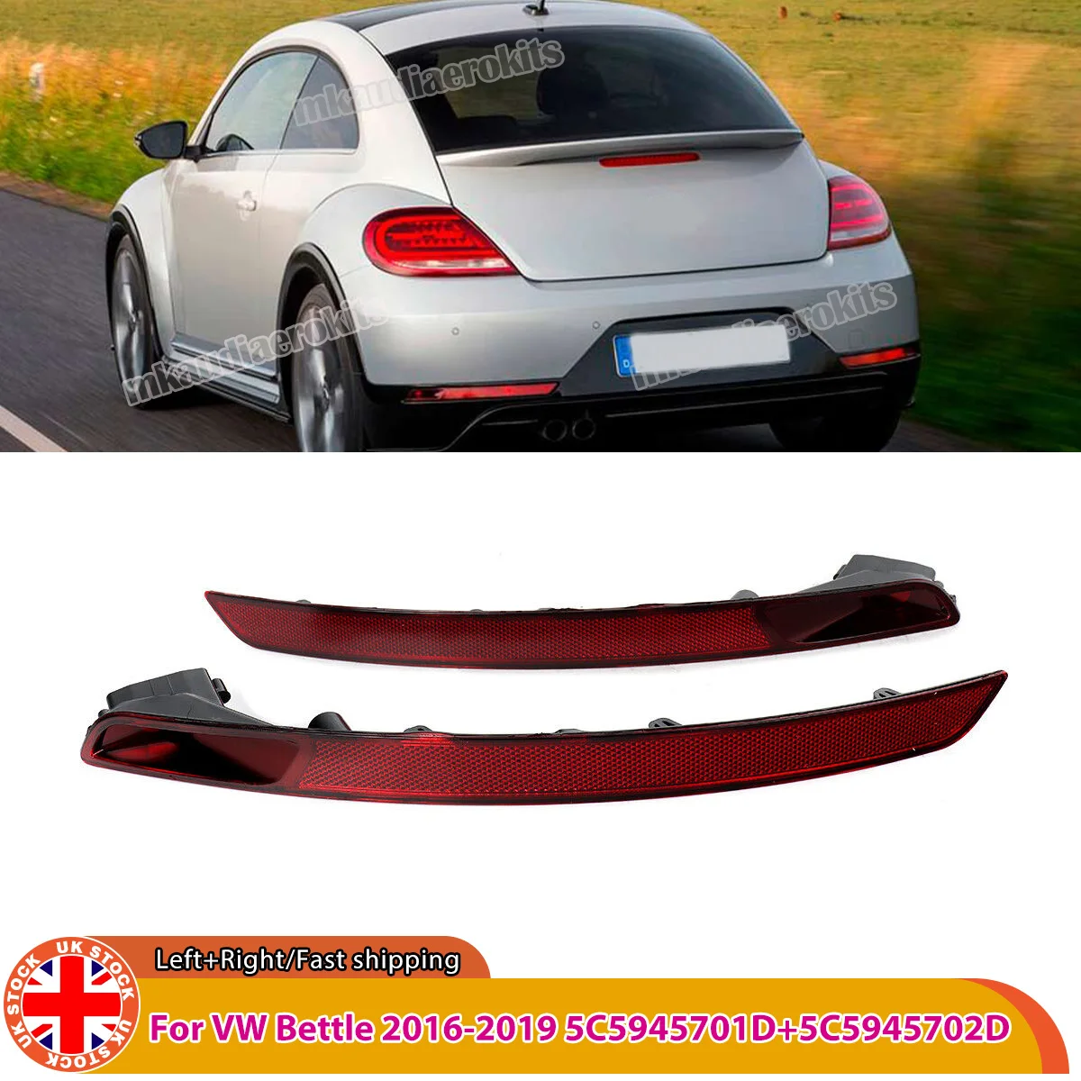 Rear Bumper Trim Side Reflector Reflective Strips For VW Bettle 2016 2017 2018 2019 Reflector Stop Brake Lamp Cover 5C5945701D