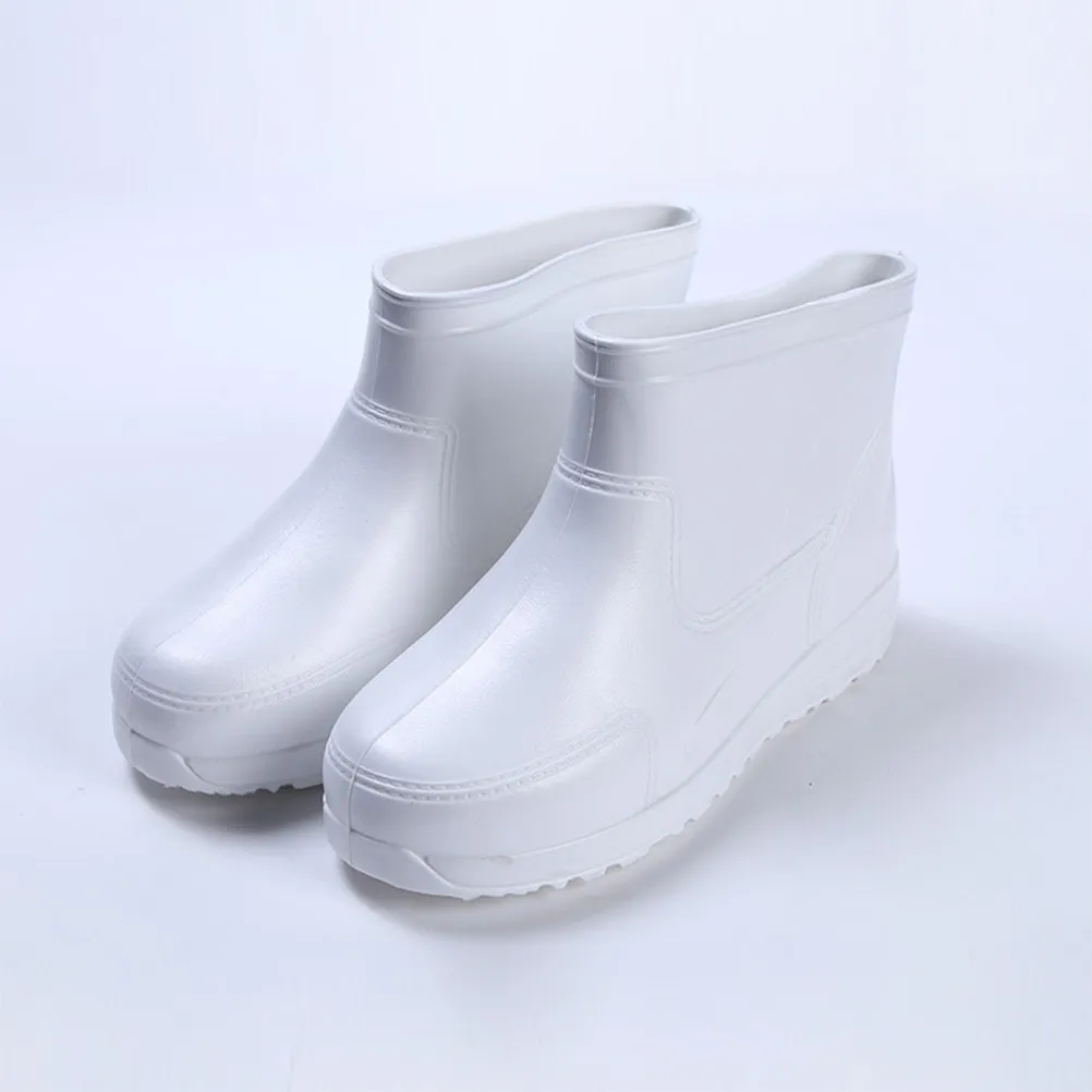 

1Pair Low Canister Rain Shoes Antiskid Non Slip Concave Convex Sole Thick Heel Circular Toe Design for Medical Hotels Scientific