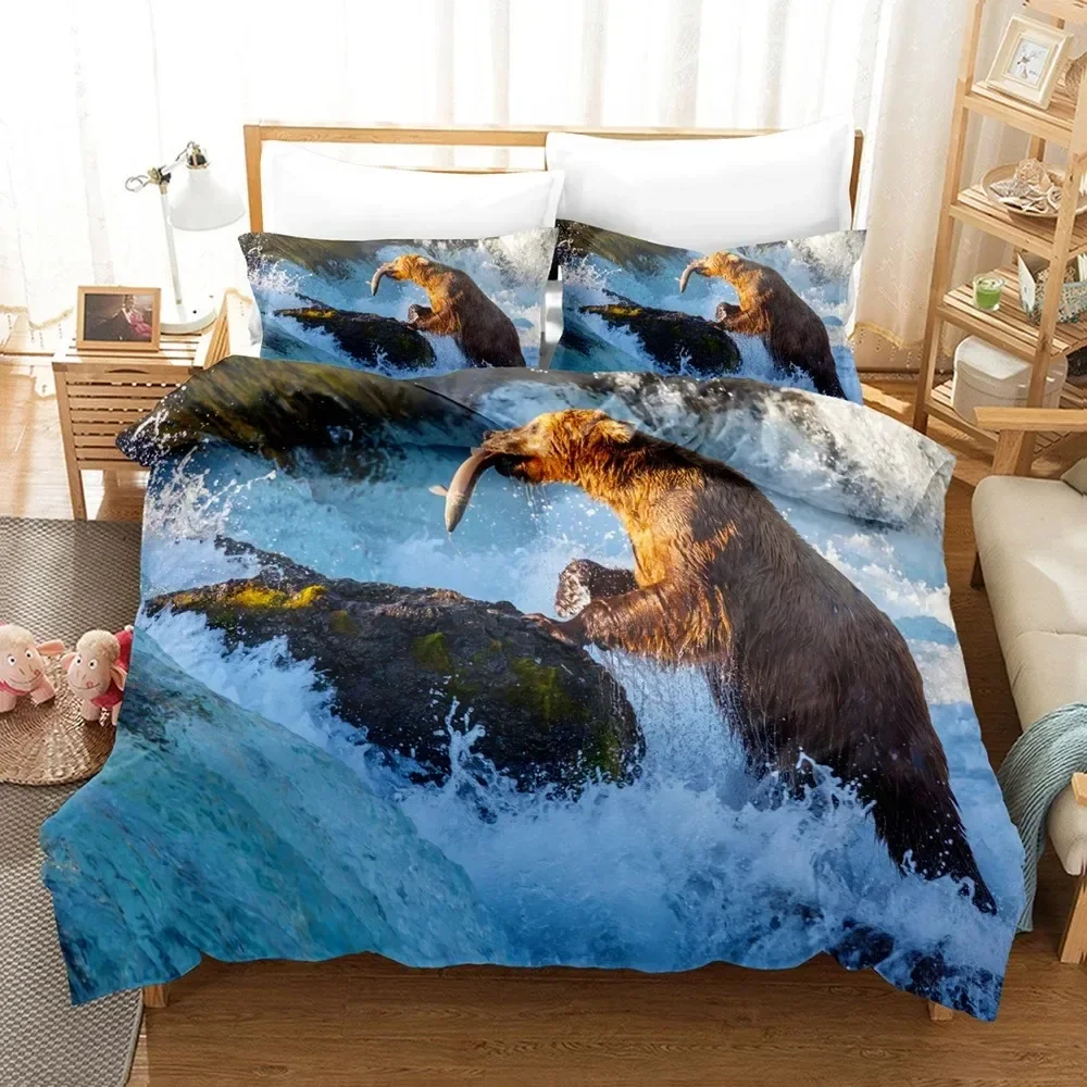 

New Elephant Bedding Set Queen Full Duvet Cover Sets Design Elephant Bedspread Black Wildlife Soft Microfiber Quilt Cover