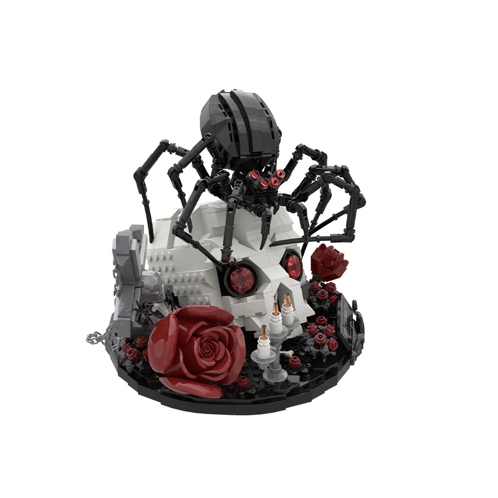 

2026 New MOC Goth Spide Skull Flower Building Blocks Model Horror Spide Skull Flower Potted Plant Bricks Assembly Toys Kids Gift