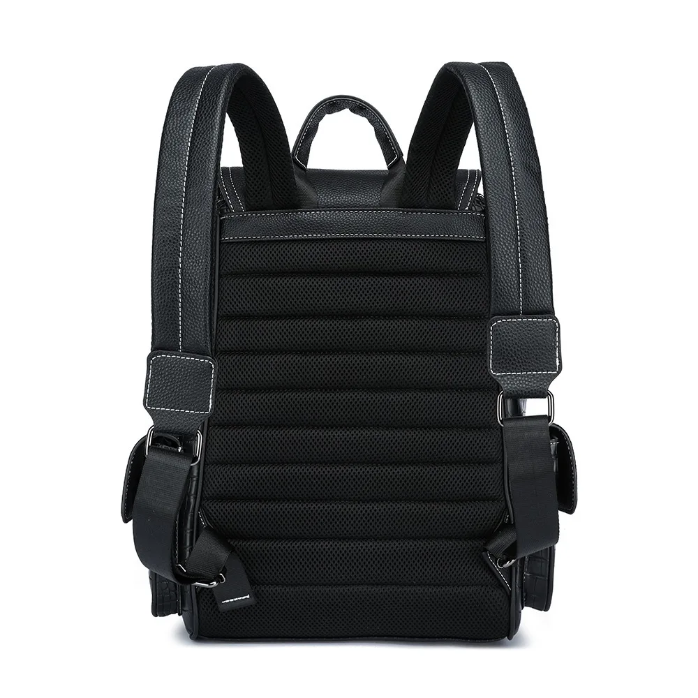Neuer modischer Rucksack für Herren, luxuriöser Leder-Reiserucksack, Herrenrucksack mit großer Kapazität, Laptoptasche mit Klappe, Schnür-Rucksack, Schülerrucksack. – Detail 10