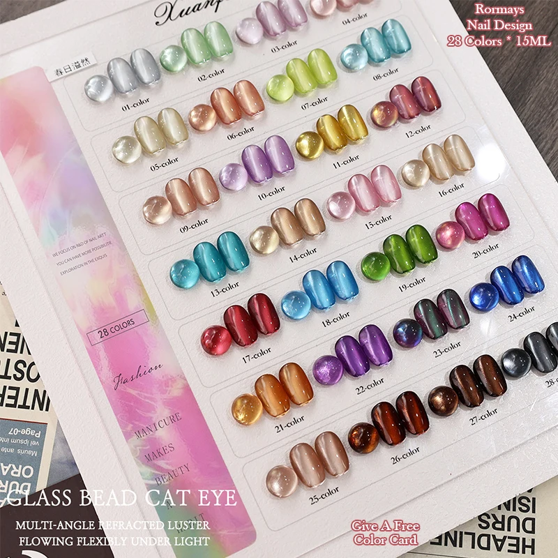

28 Colors Cat Eye Gel Polish Set Spring Aurora Magnetic UV LED Soak Off Nail Art Lacquer Shimmer Gel Varnish Manicure Kit