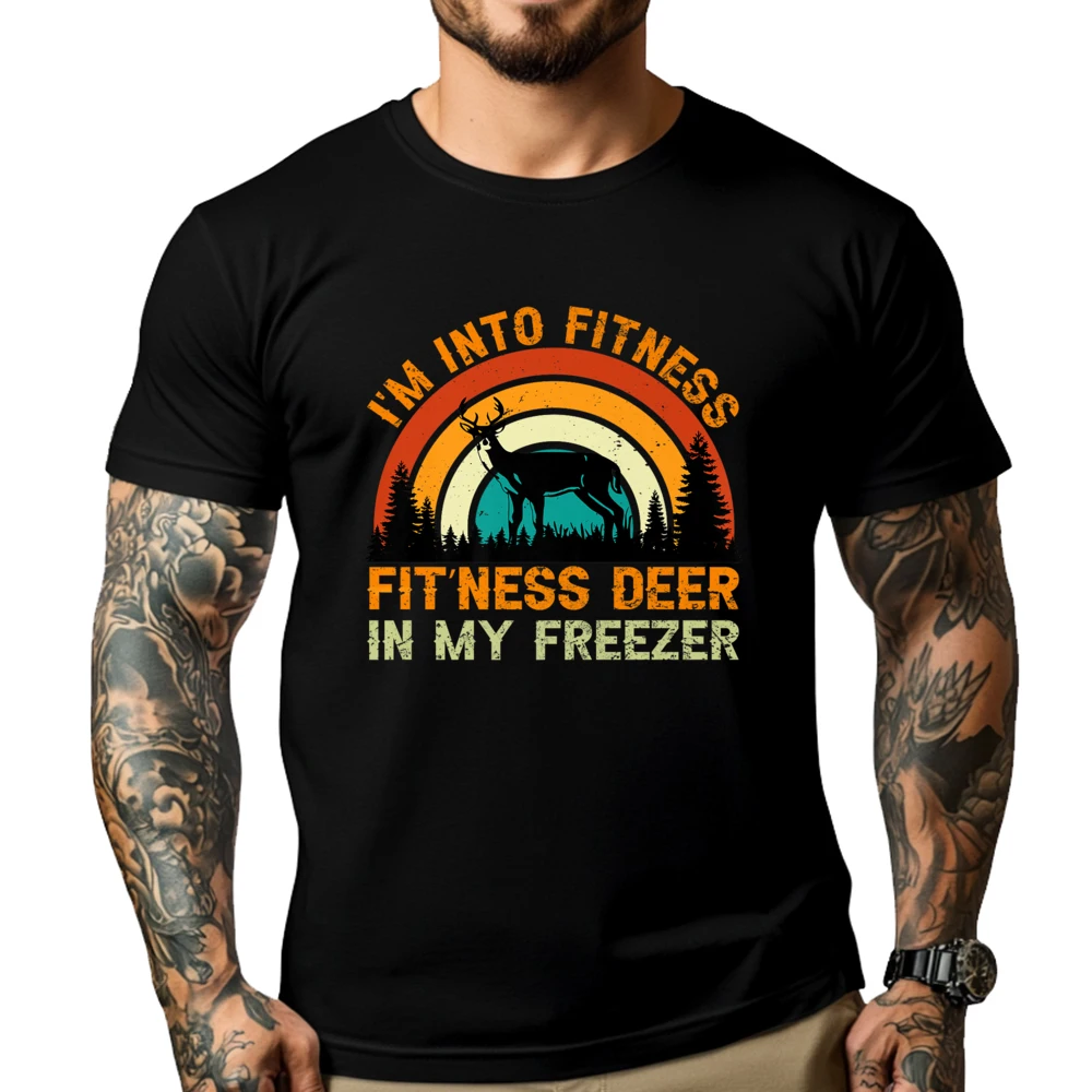 

I im Into Fitness Fit'Ness Deer In My Freezer Hunter New T Shirt Graphic Tshirts Men Easter Day Casual