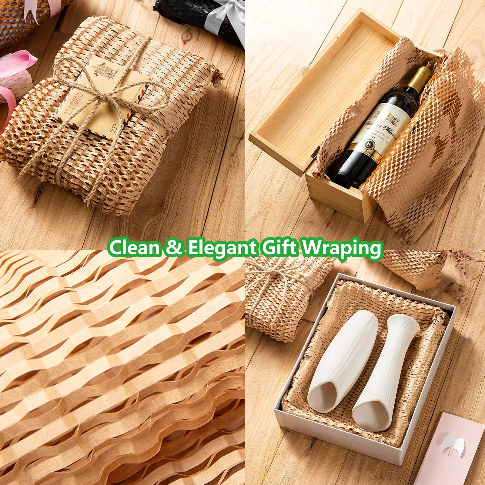 Honeycomb Paper Wrapping for Wedding Birthday Party Degradable Composted Kraft Cushioning Paper