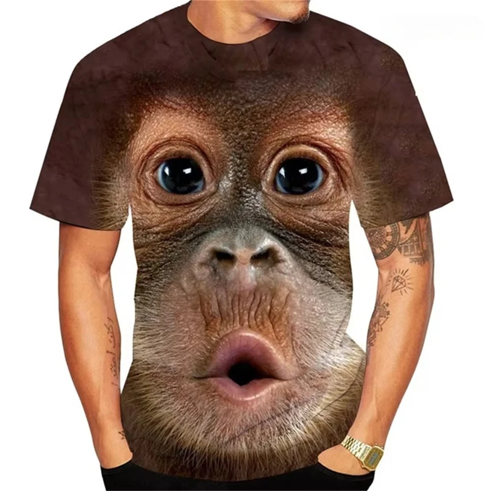Unisex Lustiges Gorilla-Schimpansen 3D-Druck T-Shirt, Realistisches Affen-Grafik-Kurzarmshirt, Lässige Neuheit-Oberteile für Männer und Frauen – Detail 4