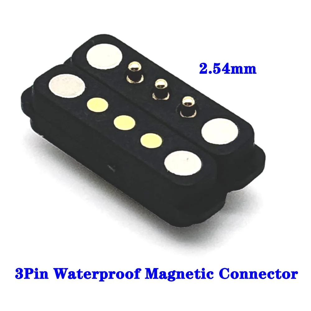 

100Pair 3Pin spacing 2.54mm DC Magnetic Pogo Pin Connector Pogopin Male Female Spring Loaded Waterproof DC Power Socket