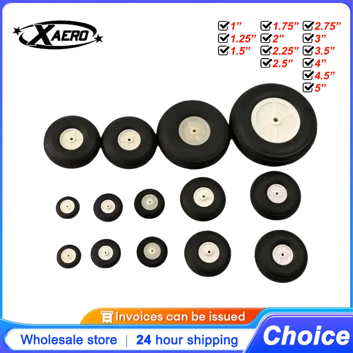 

25-125mm RC Aircraft Wheels PU Rubber Tires for Fixed Wing Airplane Jet Model Car Landing Gear Accessories