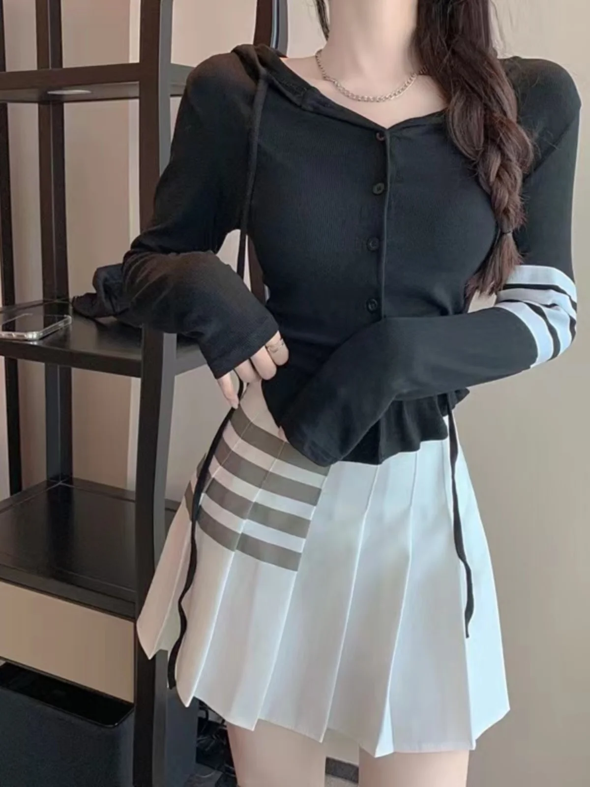 

Женская облегающая вязаная шапка Long Sve, повседневная тонкая трикотажная шапка с защитой от ультрафиолета, с четырьмя полосками, с дуговым подолом, Pure Desire Faion