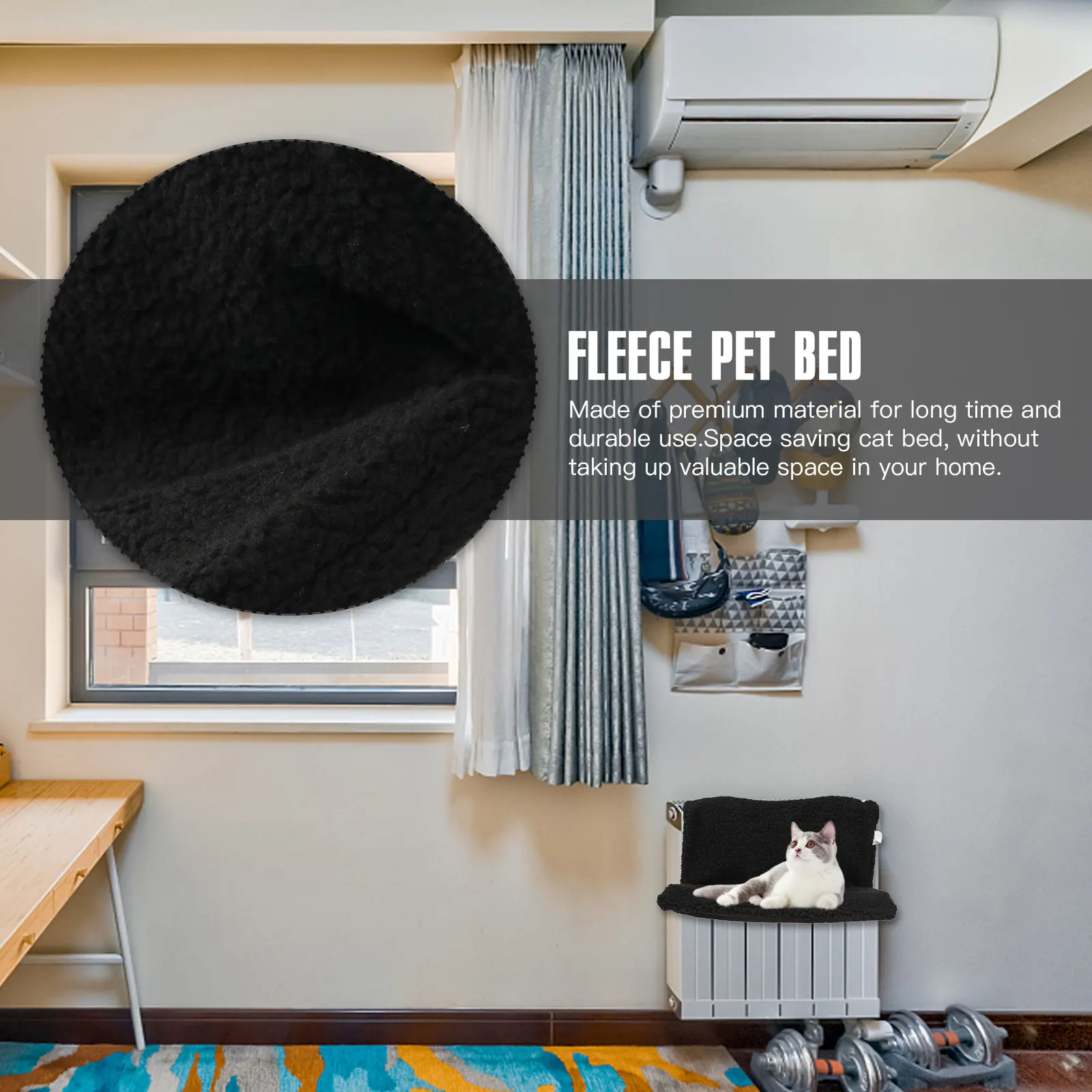 

Cat Hanging Bed Durable PP Polyester Hemp Material Space Saving Removable Easy Clean Warm Hammock Fleece Pet Bed Wall Bracket
