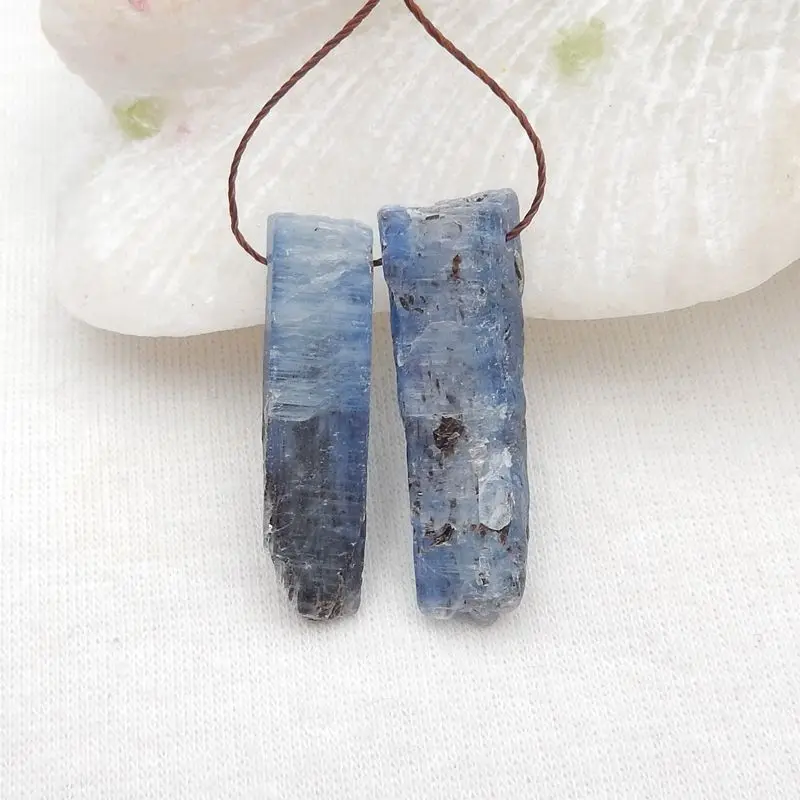 Semiprecious Stones Jewelry Natural Bead Blue Kyanite Gemstone Fashion Nugget Earrings For Women 32x9x6mm 8g