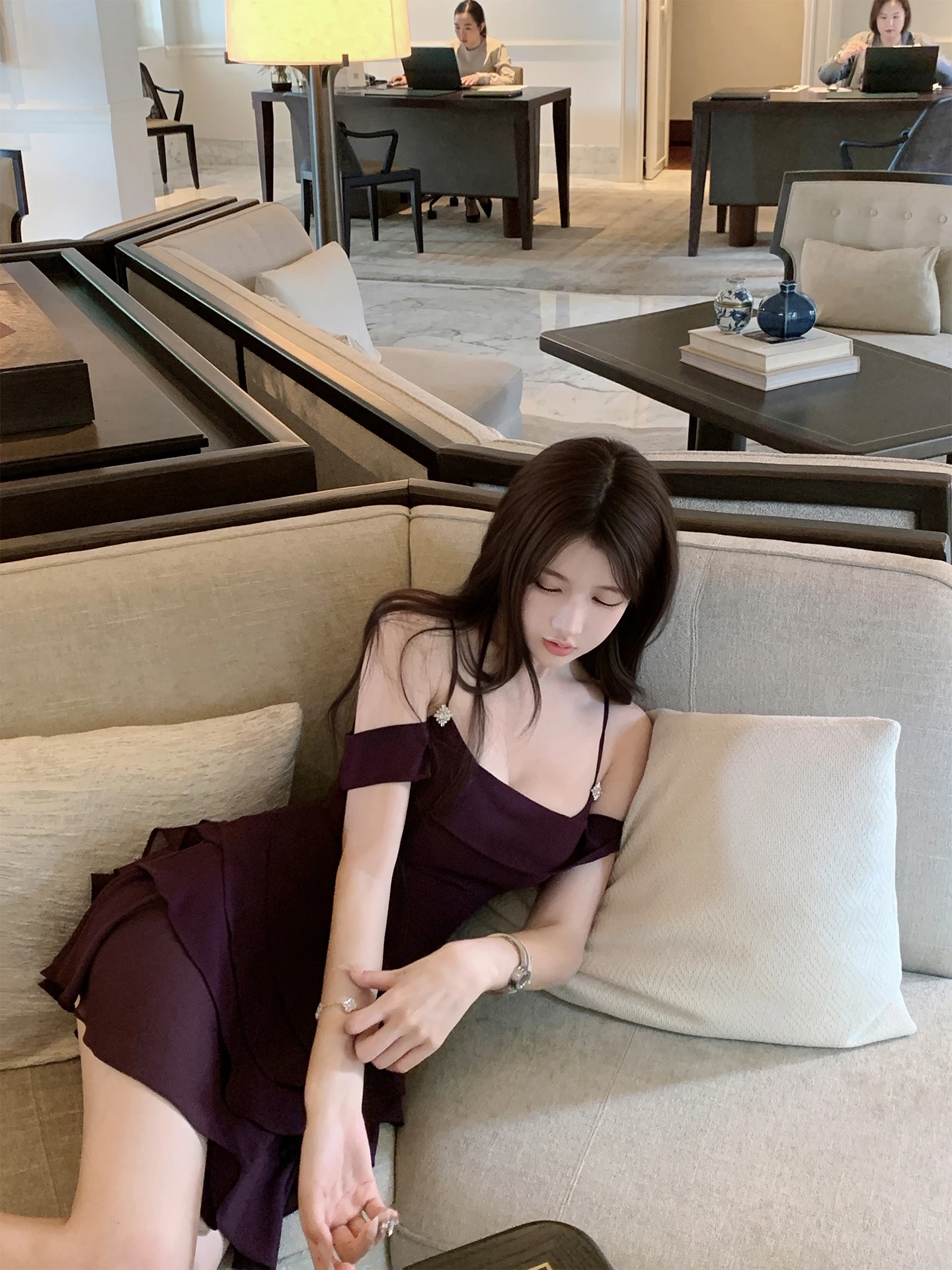 

Женская летняя юбка Bigking из фиолетового шифона без бретелек с асимметричным подолом и сборками на талии, сексуальная, без рукавов, из полиэстера