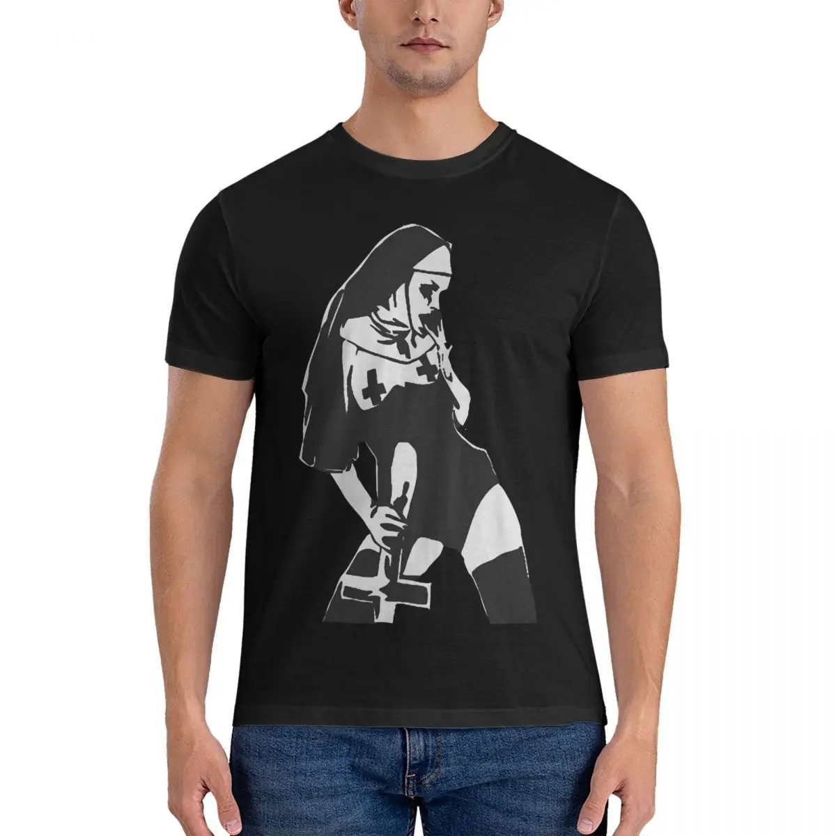 Unholy Men T Shirt Nun Leisure Tees Short Sleeve Crewneck T-Shirts Cotton Adult Tops