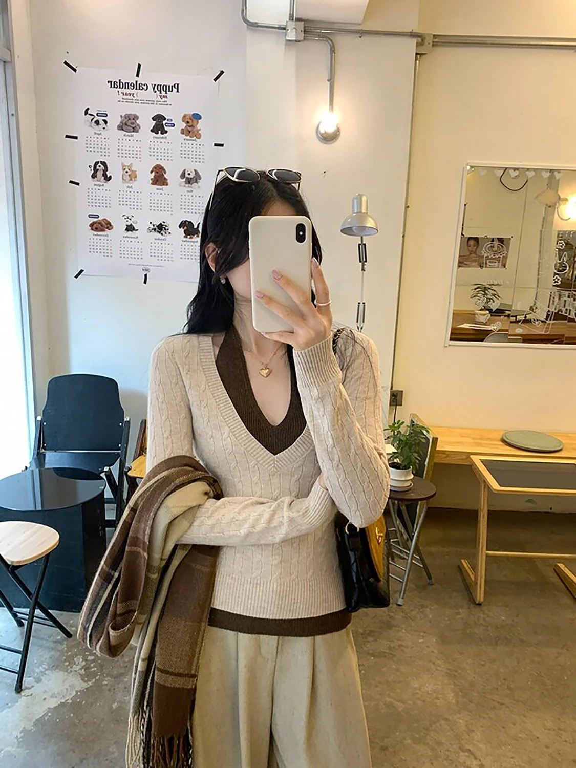 

Корейский вязаный свитер в стиле ретро Long Sve V-Ne, женский осенне-зимний новый модный топ, уникальный комплект из двух предметов E...