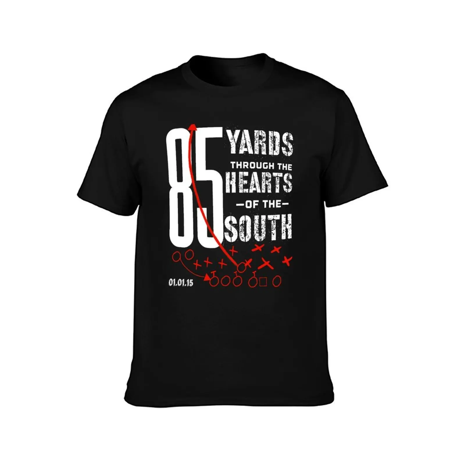 85 Yards Through the Heart of the South Football Run T-Shirt, Summer Casual Cotton Tee, Oversized Streetwear Tops, 100% Cotton