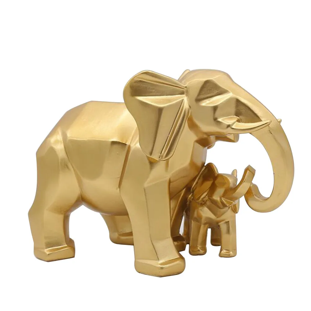 Resin Elephant Sculpture Geometric Animal Design Home Office Living Room Kids Room Decoration Gift Not Fade Decay Resin Ornament