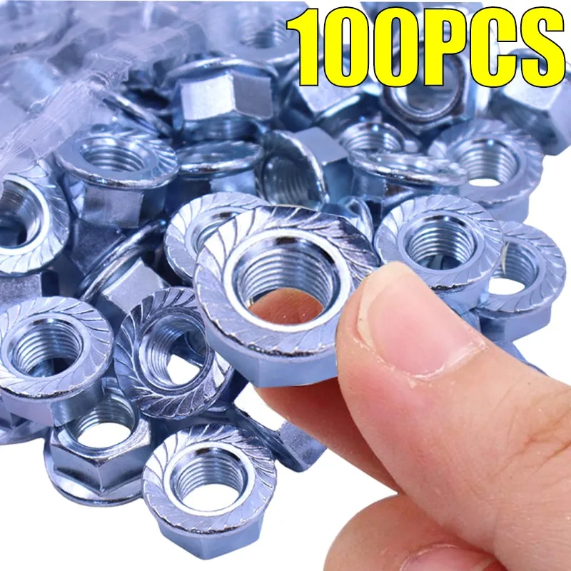 Mur Flens Segi Enam Bergerigi Baja Tahan Karat, Mur Segi Enam Pengunci Sendiri, Pengikat Ulir, Mur untuk Sekrup, Perlengkapan Perangkat Keras, Kit Aneka Ukuran M3-M12