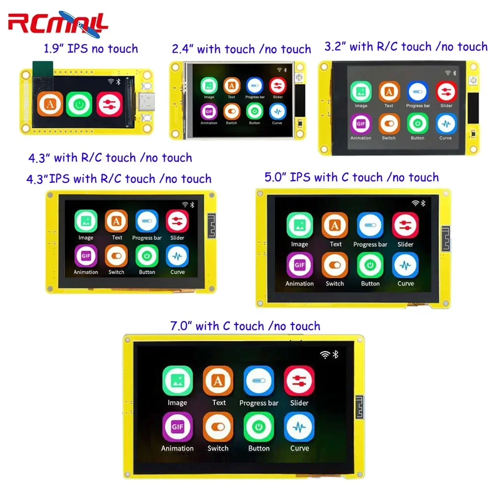 RCmall ESP32 Display Module ESP32-S3 WiFi+BT Development Board 1.9