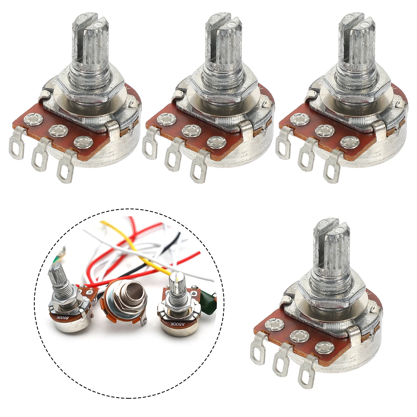 

4Pcs 500K Potentiometer for Guitar Volume Control Stereo Audio Potentiometer Replacement Push Pull Pots Guitar Repair Parts
