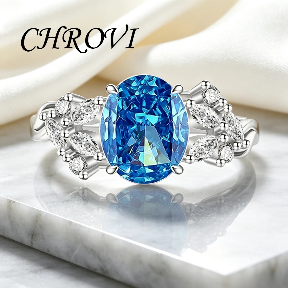 Luxurious 925 sterling silver dynamic floral language ring finger ring gemstone ice flower high-carbon diamond oval-shaped ring