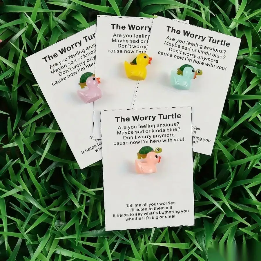 1/5/10/20/50/100pcs  Lucky Duck Pocket Hugs - Fantasy Theme Resin Charms with Inspirational Messages, Assorted Colors, Includes