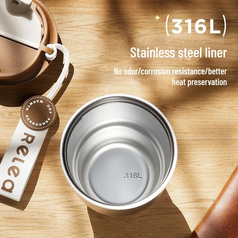 Relea Kaffeetasse Edelstahl isolierte Tasse Männer und Frauen hohe Schönheit tragen Seil tragbare Auto Kaltwasser Tasse für zu Hause