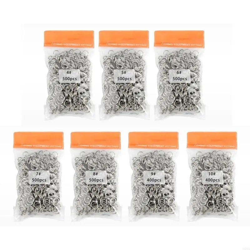 

H58D 500Pcs Fishing Split Rings Double Rings Connectors High Strength Lures Rings Saltwater Terminals Tackle Connector Enduring