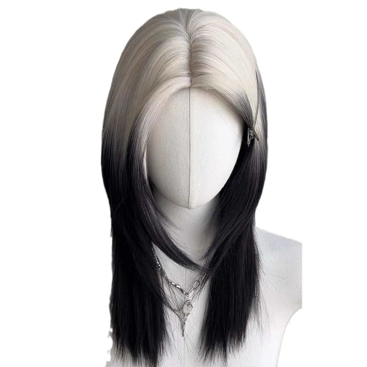 Shimmer Wigs for Men and Women Sissi Wolf Tail Long Hair Gradient Teased Samurai Head Half-tied Short Hair Full Headgear 가발