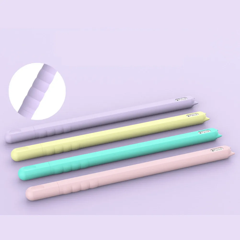 2Pcs Silica Gel Cat Head Pen Sleeve for 2Nd Gen Pencil Cute Cartoon Design Non Toxic Fade Molded Stylus