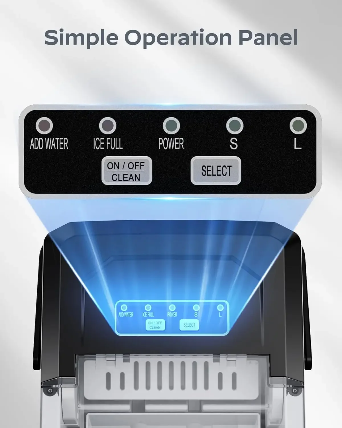 Máquina portátil de acero inoxidable para hacer hielo, máquina de autolimpieza con asa de transporte para uso en encimera, incluye cesta y cuchara para 9