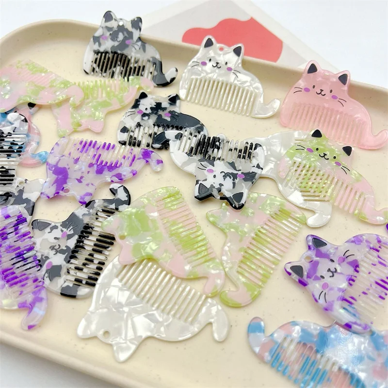 نمط جديد 50 قطعة/الوحدة اللون طباعة الكرتون مشط تأثير القطط شكل الاكريليك الخرز diy مجوهرات أكياس الملابس قلادة الإكسسوارات