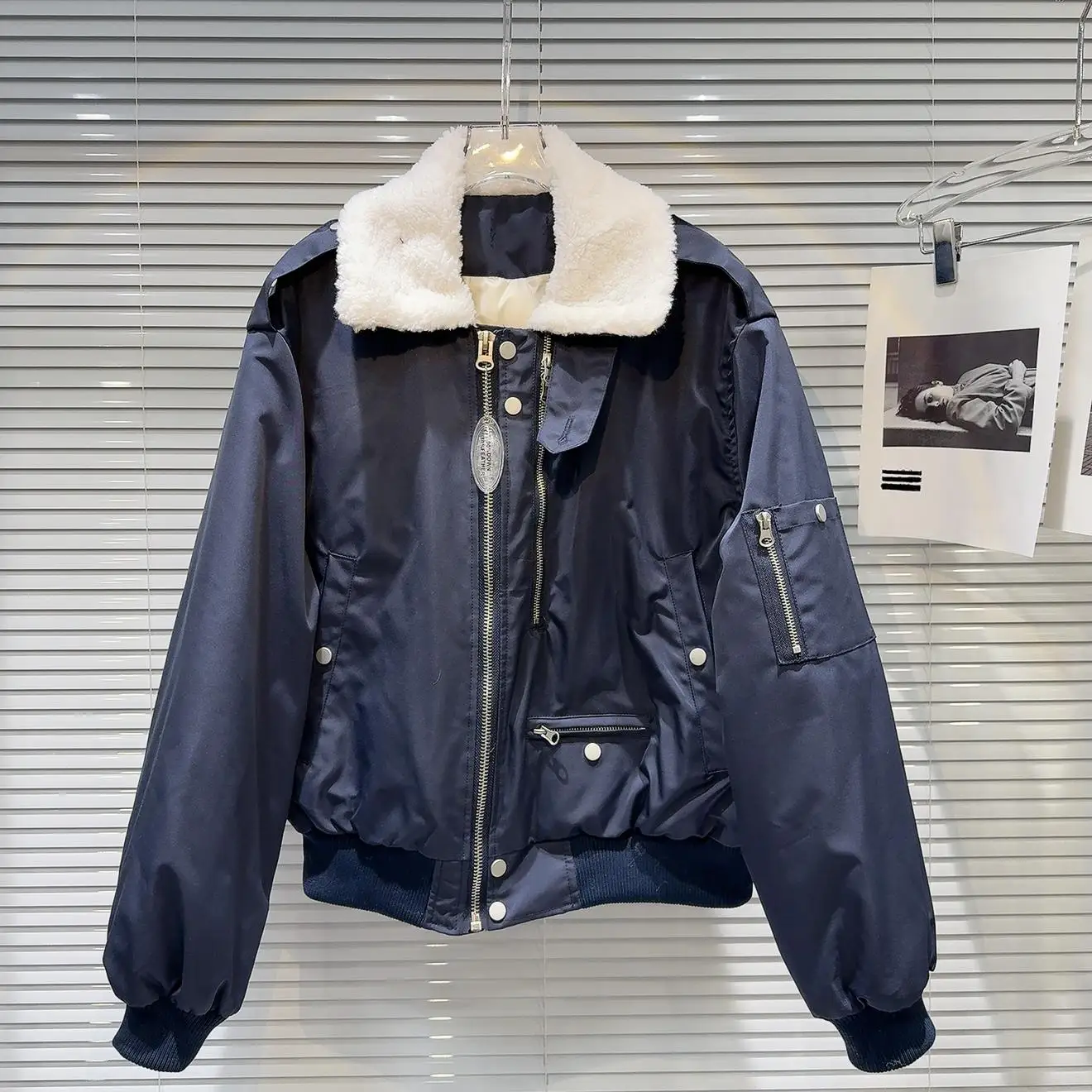 Trendy Winter Cotton Jaet Women's Warm Fce Lined Stand Collar Zipper Closure ort Outerwear Straight Cut Commute Sle