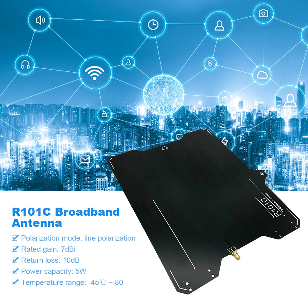 R101C Ads-b UWB Wideband Directional Antenna 730MHz-6.5GHz High Gain Ads-b Antenna 7dBi Black for Radio Signal Transmit Receive