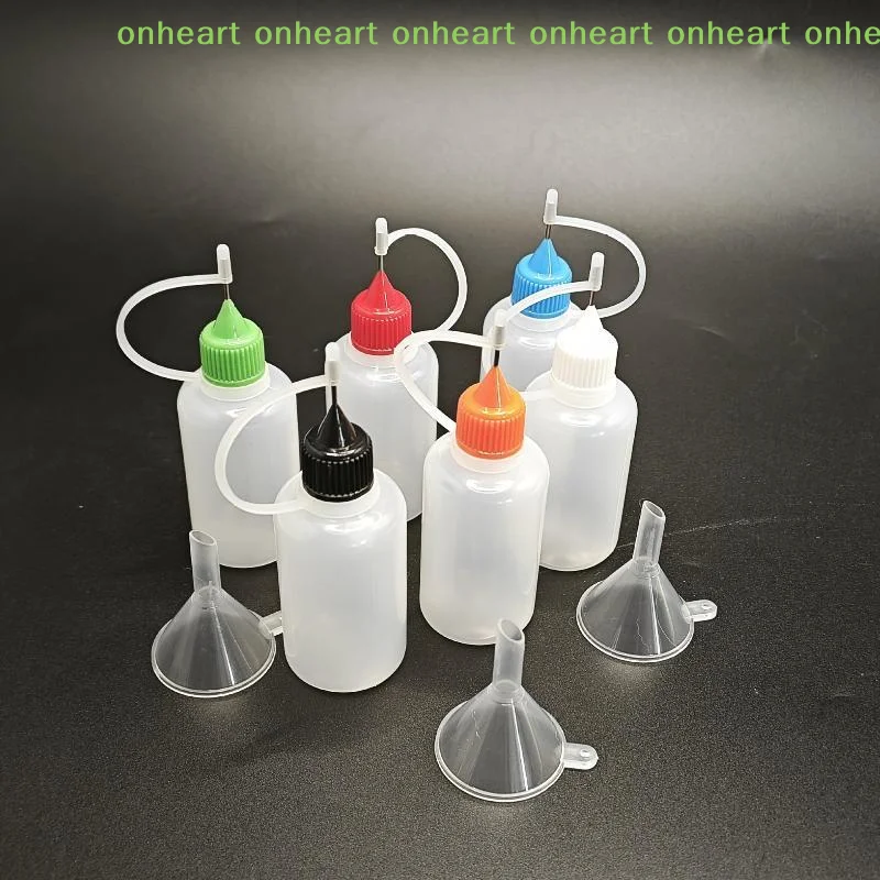 [C]1 Set Leakproof Clear Plastic Squeeze Bottles with Needle Tip & Lids for Home Craft Glue Liquid Storage