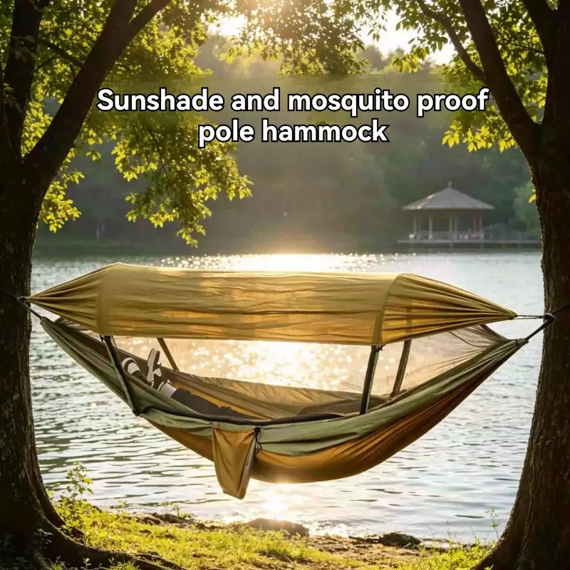 

Selected New Automatic Quick-Open Mosquito Net Hammock for Outdoor Camping, Leisure, and Mosquito Protection with Shade Cover