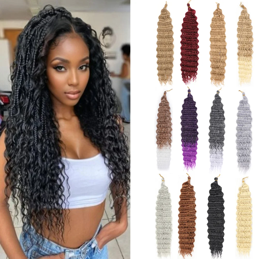 Deep Wave Crochet Hair Synthetic Passion Twist Braiding Hair Extension Afro Curls Water Wave Deep Twist Braid Hair Ocean Wave