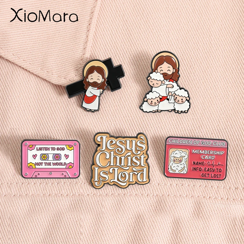 Jesus Christ is Lord Enamel Pins Christian Quote Listen To God Not The World Pastel Cassette Brooch Lapel Badge Jewelry Gifts