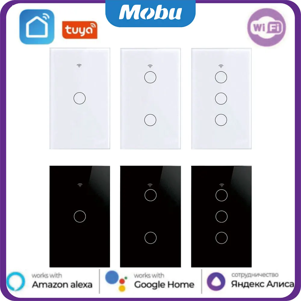 Touch Switch Tuya Smart Life Light WiFi Sensor Smart Switch App Remote Control No Neutral Wire 110V 220V For Alexa Google Home