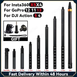 Selfie Stick for Insta 360 X4 X3 X5 Bullet Time Rotating Handle Tripod For Go Pro 13 12 DJI Action 6 5 4 Aluminium Accessories