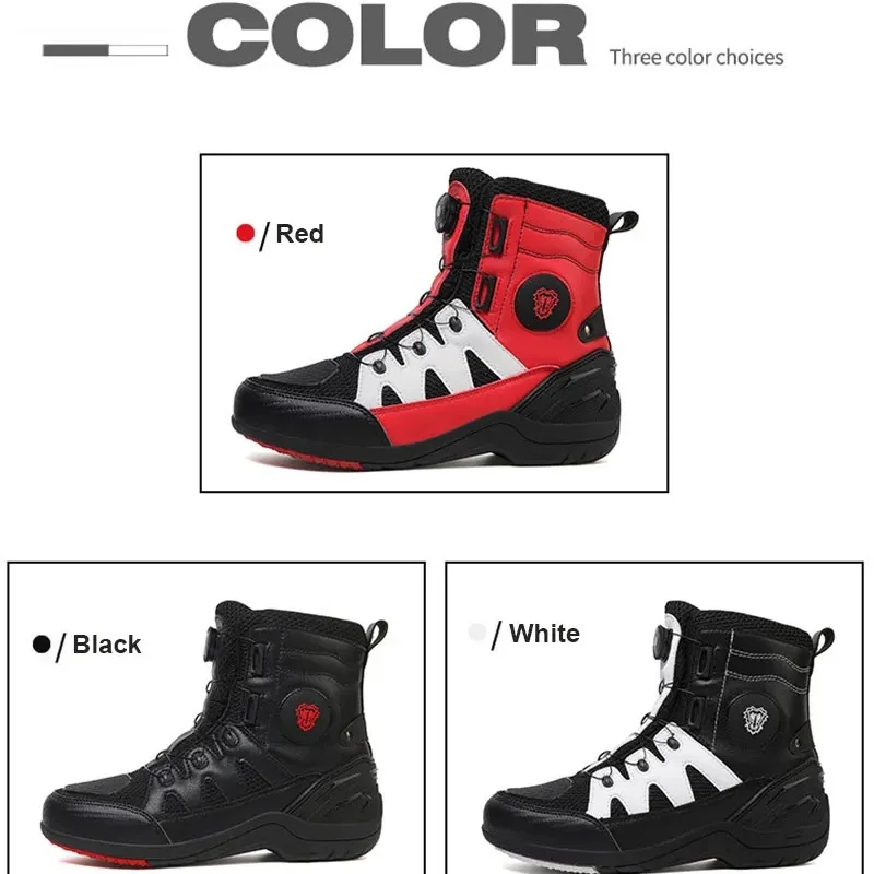 Leather Motorcycle Shoes for City Riding Motocross Boots Men Women Biker Boots Anti-Slip Riding Boots Waterproof Botas Moto view 6